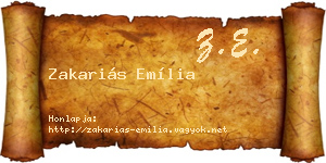 Zakariás Emília névjegykártya